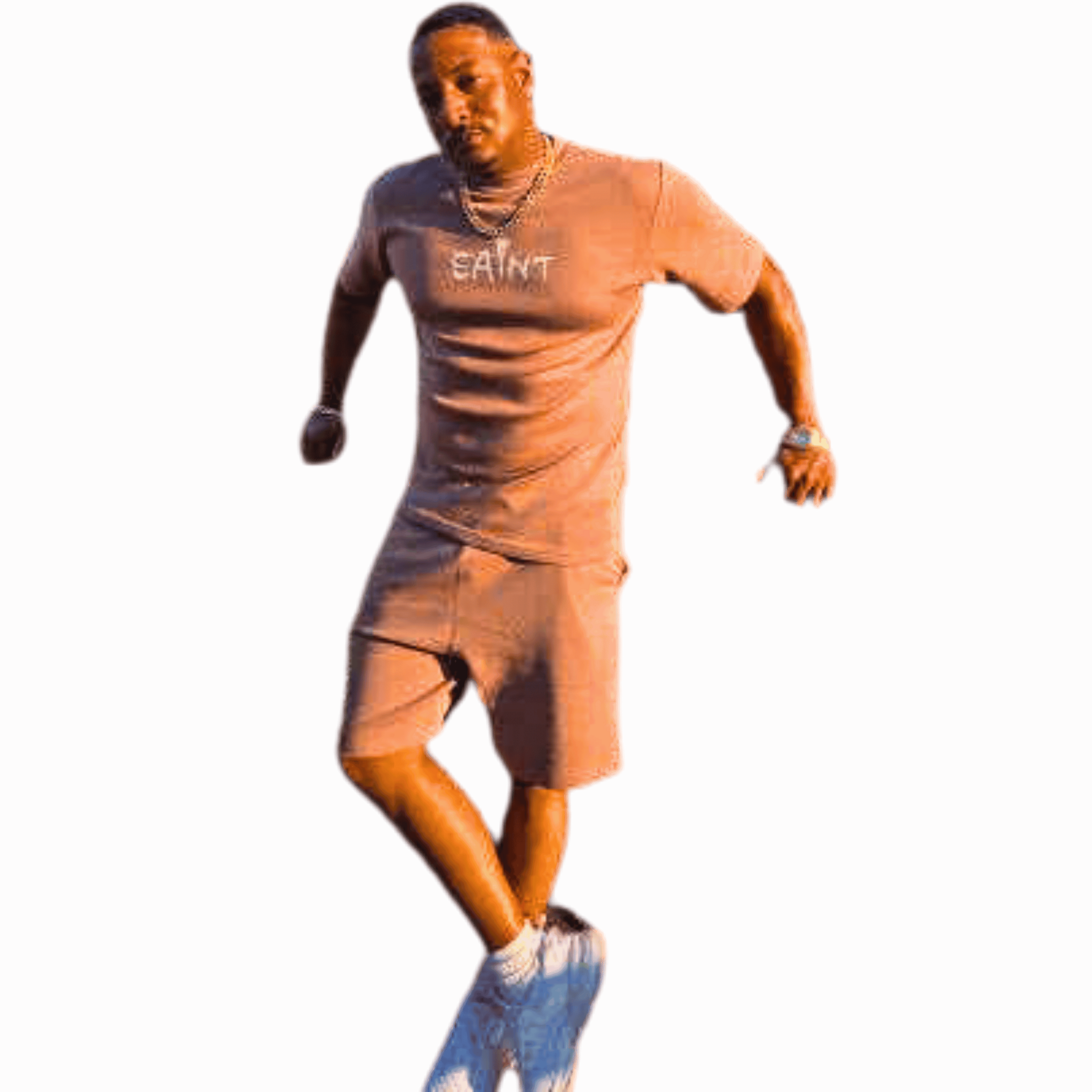 Luxury Matching Short Set with Central "SAINT" Print